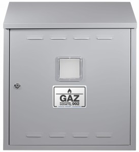 Szafka gazowa 60x50x25 szara, bez pleców, z okienkiem