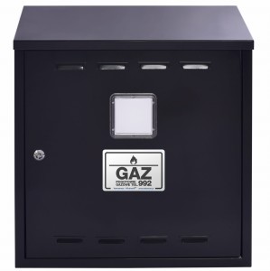 Szafka gazowa 60x50x25 czarna, bez pleców, z okienkiem