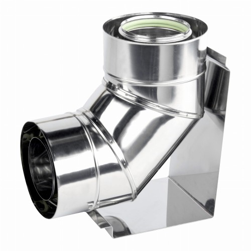 Kolano kominowe z podstawą Turbo 90° fi 60/100 kwasoodporne