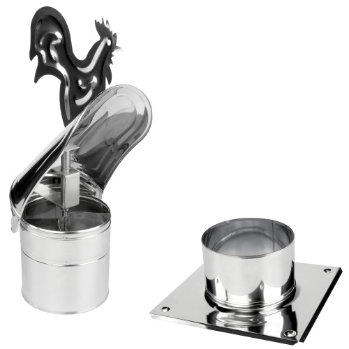 Strażak kominowy z kogutem fi 160 kwasoodporny z podstawą