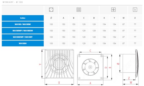 Wentylator łazienkowy Awenta Wa 100 Timer