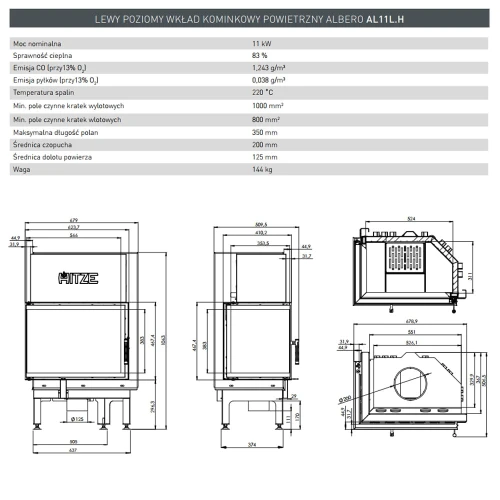 Wkład Albero 11 kW Lewy Standard AL11L.H