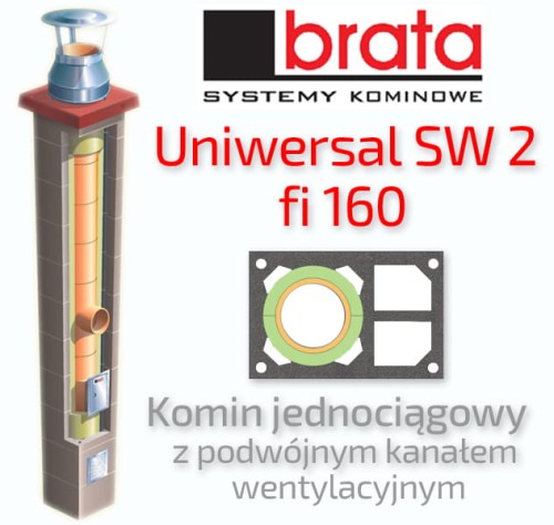 Komin ceramiczny BRATA UNIWERSAL SW2 fi 160 10 mb  