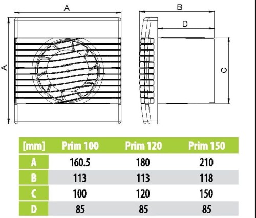 Wentylator łazienkowy airRoxy pRim 100 Standard