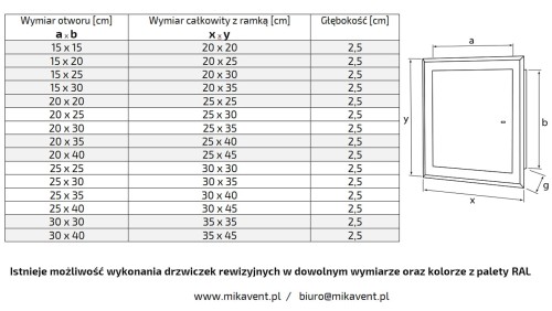 Drzwiczki rewizyjne 25x30 nierdzewne gałka