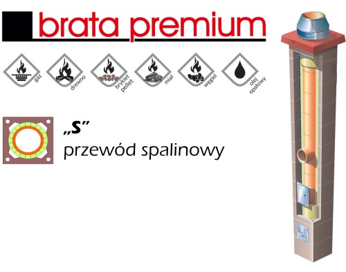 Komin ceramiczny BRATA PREMIUM S fi 160 12 mb