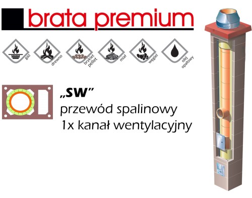 Komin ceramiczny BRATA PREMIUM SW fi 200 5 mb