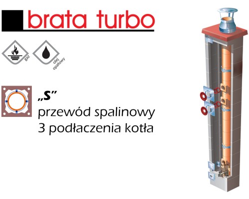 Komin ceramiczny BRATA TURBO S fi 200 21 mb (3 x podłączenie)