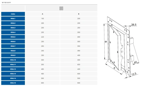 Klapa rewizyjna G-K 40x60 aluminiowa KRAL