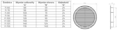 Kratka wentylacyjna fi 70 biała skośna