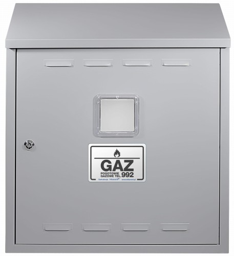 Szafka gazowa 40x40x25 szara bez pleców z dnem z okienkiem