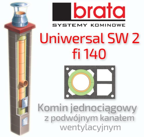 Komin ceramiczny BRATA UNIWERSAL SW2 fi 140 15 mb 