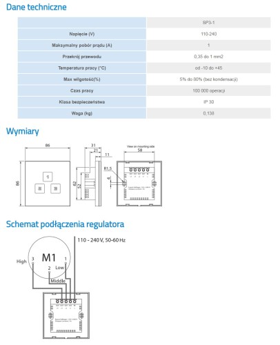 Dotykowy regulator prędkości Vents SP3-1
