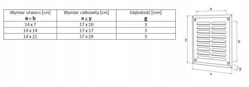 Osłonka kratka wentylacyjna 14x21 ceglasta skośna