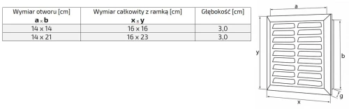 Kratka wentylacyjna 14x21 nierdzewna skośna