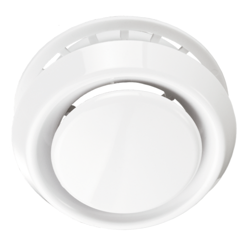 Anemostat uniwersalny z kołnierzem fi 125 biały