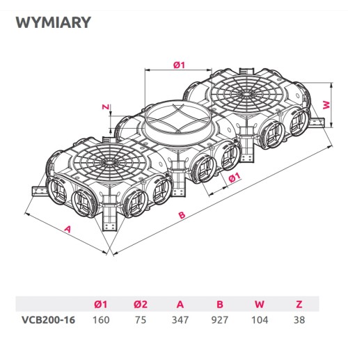 Skrzynka rozdzielcza VCB 200/16x75