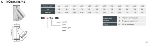Trójnik wentylacyjny 45° fi 125 ocynkowany