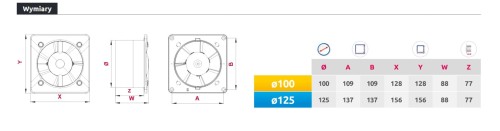 Korpus wentylatora Awenta System+ Silent 100 Czujnik ruchu
