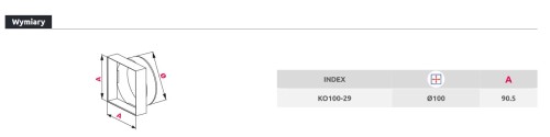 Łącznik przekrojów zmiennych kanału wentylacyjnego fi 100/90x90