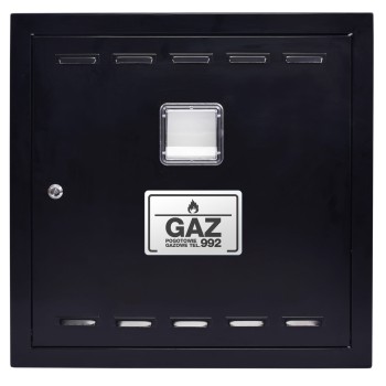 Drzwiczki gazowe 80x80 czarne z okienkiem