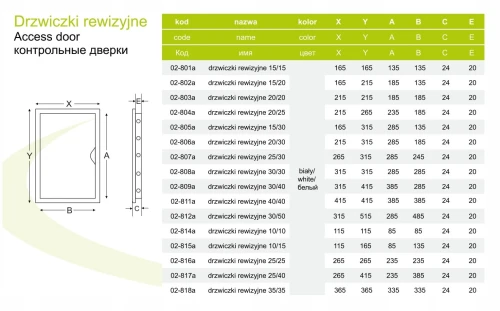 Drzwiczki rewizyjne plastikowe 10x15 białe ABS