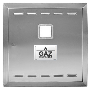 Drzwiczki gazowe 80x80 nierdzewne szczotkowane z okienkiem