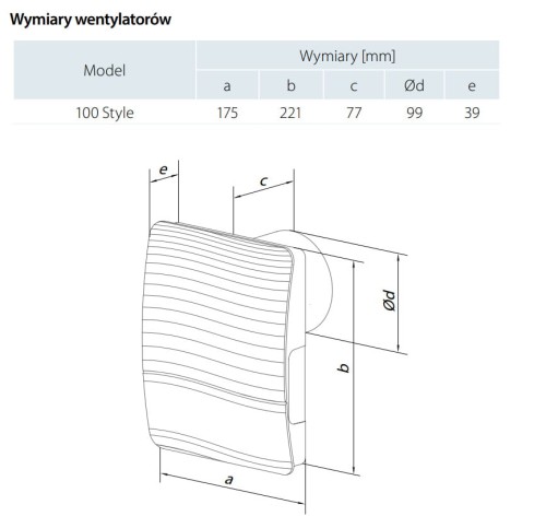 Wentylator łazienkowy Vents 100 Style Timer