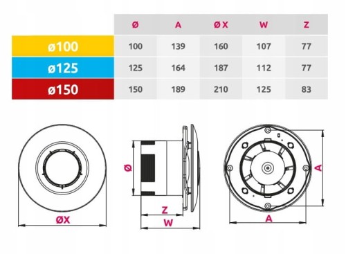 Wentylator łazienkowy Awenta Sateo 125 Timer