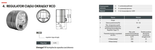 Regulator ciągu kominowego fi 150 Darco RCO-150