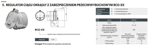 Regulator ciągu kominowego przeciwwybuchowy fi 150 Darco RCO-EX