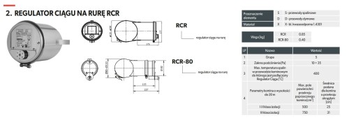 Regulator ciągu kominowego fi 120-200 Darco RCR