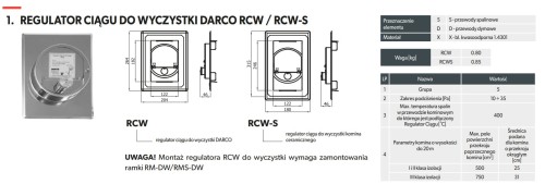 Regulator ciągu kominowego 122x182 Darco RCW