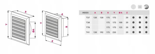 Kratka wentylacyjna Plus T78br fi 125 brązowa z zamykana żaluzją