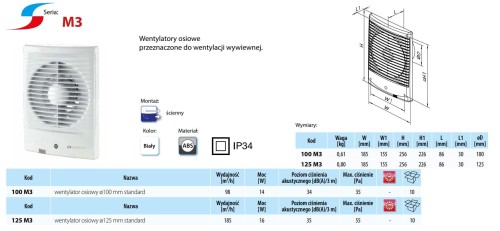 Wentylator łazienkowy Vents 125 M3 Standard