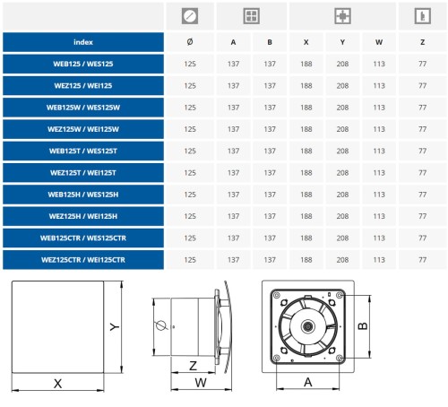 Wentylator łazienkowy Awenta Escudo fi 125 Standard