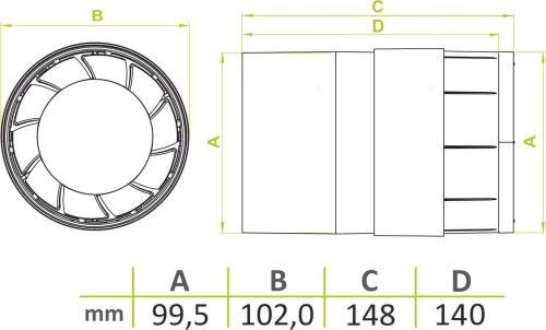 Wentylator kanałowy airRoxy aRc2 100 Standard