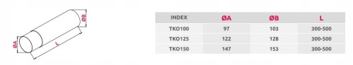 Kanał wentylacyjny fi 125 teleskopowy 300-500 TKO