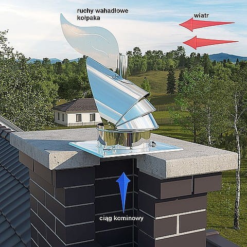 Nasada kominowa Rotowent Dragon fi 200 podstawa wciskana RAL 9005
