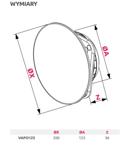 Anemostat nawiewno-wywiewny panelowy Awenta PRO fi 125 VAPO czarny