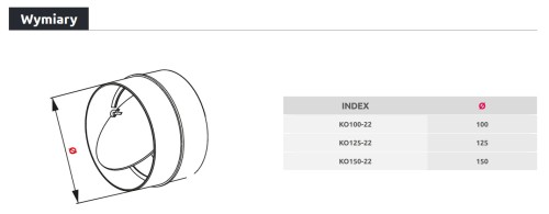 Łącznik kanałów okrągłych z zaworem zwrotnym fi 150 ABS Awenta KO150-20