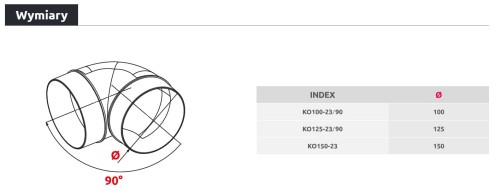 Kolano do kanałów wentylacyjnych okrągłych 90 st. fi 150 ABS Awenta KO150-23/90