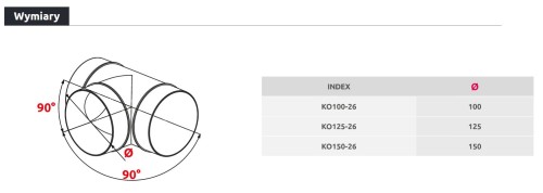Trójnik do kanałów wentylacyjnych okrągłych fi 150 ABS Awenta KO150-26