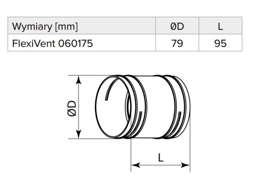 Łącznik okrągły do przewodów elastycznych fi 75 FlexiVent 060175