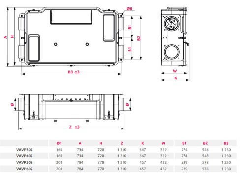 Centrale wentylacyjne Awenta Pro Avira 405 + moduł CF wersja lewa VAVP405LCF