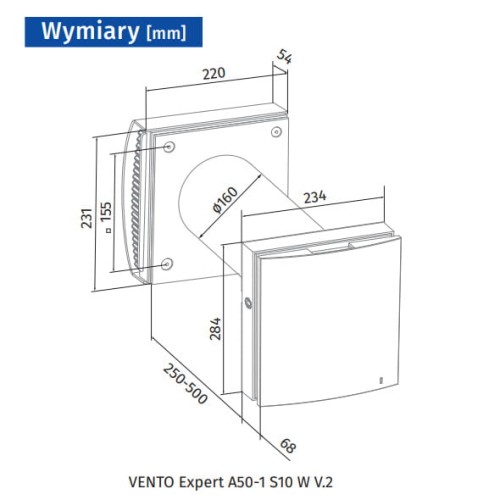 Rekuperator ścienny Blauberg Vento Expert A50-1 S10 W V.2 WiFi