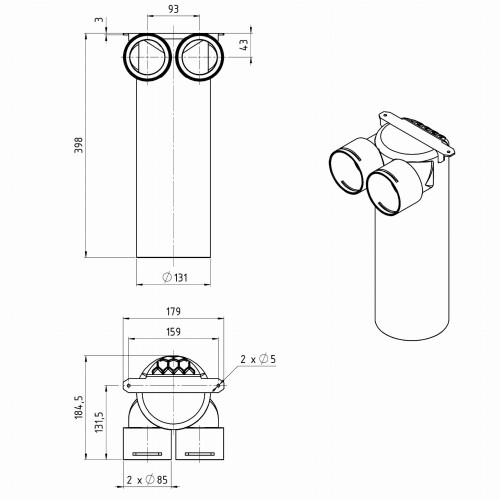 Skrzynka rozprężna fi 125 2x75 Max-Vent SR/2x75/125