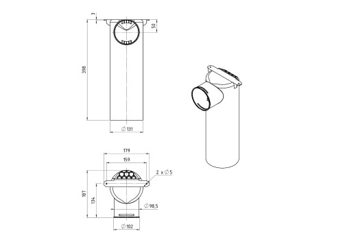 Skrzynka rozprężna z przedłużka fi 125 1x90 Max-Vent SR/PR/1x90/125