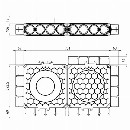 Skrzynka rozdzielcza fi 160 20x75 dwumodułowa zamknięta Max-Vent