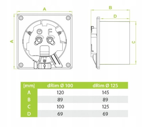 Wentylator łazienkowy airRoxy dRim fi 100 Higrostat Plexi Czarny mat